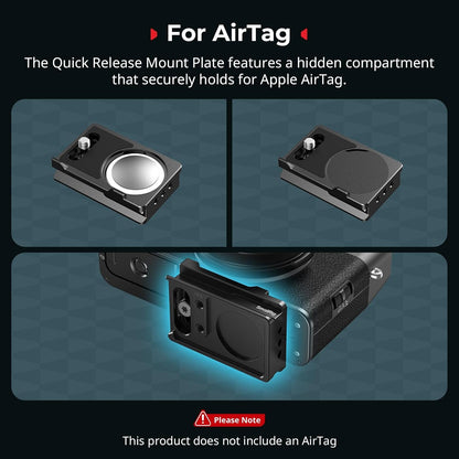 SMALLRIG Mount Plate for AirTag, Quick Release Camera Mount Baseplate for Arca-Type, Built-in EVA Pad, 1/4"-20 Screws, for FUJIFILM X-H2 / X-T4 / X-T5 / X-T50 / GFX 100S II / F8-X5M / X100V - MD5425
