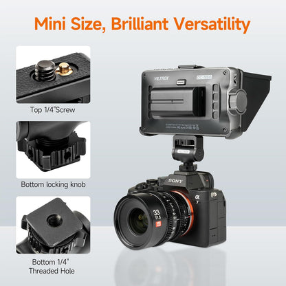 Adjustable Gimbal Monitor Cold Shoe Adapter, Metal Field Monitor Mount Holder, 360 Degree Swivel and Tilt Adjustable Monitor Mount Bracket with Cold Shoe Mount, Locating Pin Design Cold Hot Adapter