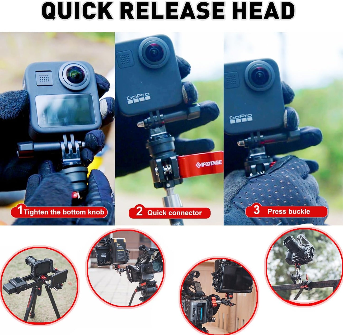 IFOOTAGE Magic Arm Clamp MA3-4, 7 Inches Adjustable Friction Power Articulating Magic Arm with 1/4" and 3/8" Thread Screw for DSLR Camera Rig/LCD Monitor/LED Lights