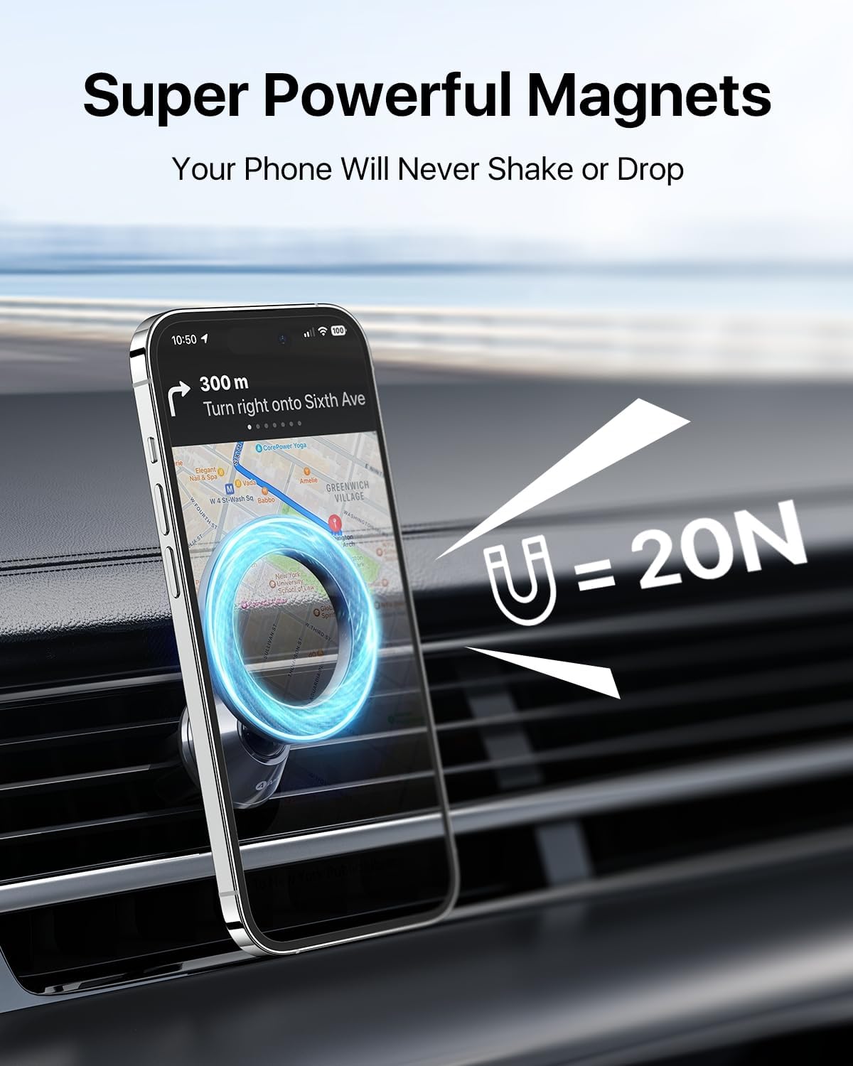 andobil for Magsafe Car Mount [Strongest Magnet, Easy Installation] All Metal Magnetic Car Phone Holder for Samsung Galaxy S25, 360° Air Vent Car Phone Mount, Fits for iPhone 16/15, and MagSafe Cases