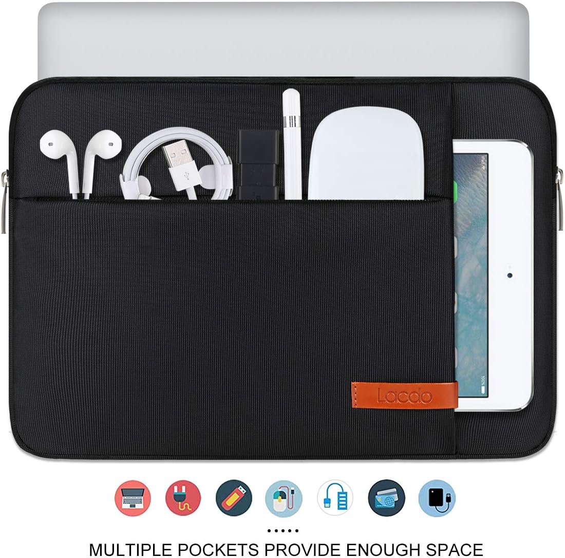 Lacdo 14 Inch Laptop Sleeve Case Computer Bag for HP Lenovo Dell ASUS Acer Chromebook 14 / HP Stream 14 / Dell Inspiron 14 / Lenovo IdeaPad 14 / Acer Spin 3 / ASUS ZenBook 14, Water-Resistant, Black