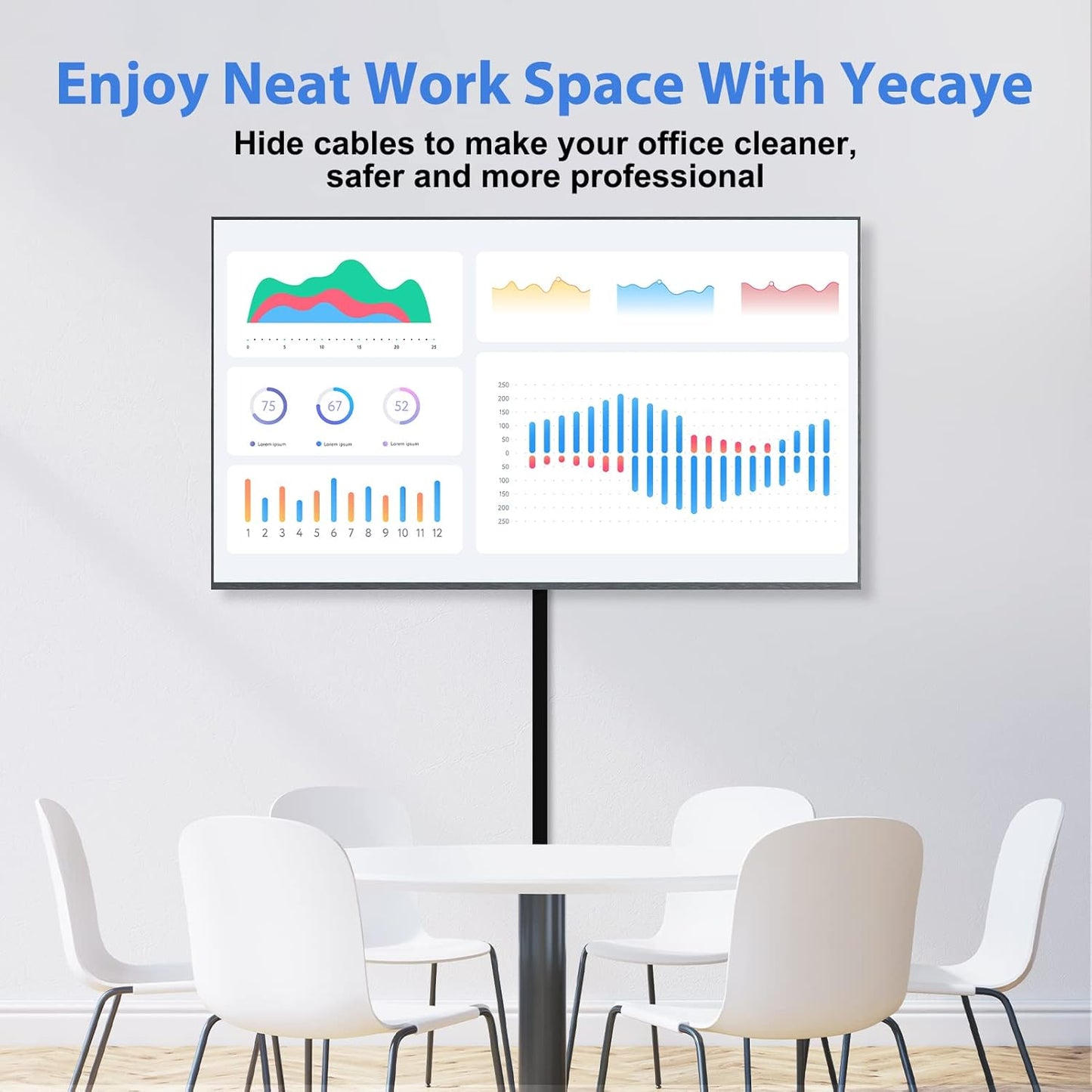 Yecaye Black Cord Hider, One-Cord Channel Cord Cover on Wall, Cable Management Kit, Wire Covers for Cords, Cable Raceway, W0.59in H0.4in, Black