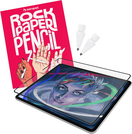 Astropad Rock Paper Pencil v2.0 – Paper Screen Protector for iPad Air 11-in (M2, 2024) & (M3, 2025) & iPad 10.9-in. (10th & 11th Gen) + Apple Pencil Tips 2 Pack – Compatible with Apple Pencil 1st and 2nd Gen
