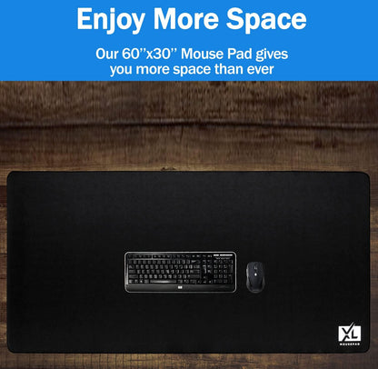Big Desk Mouse Pad Extra Large for Gaming(60'' x 30'') - Super Thick Giant Mousepad for Full Desk with Rubber Base (Black, 4XL)