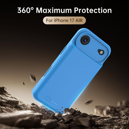 GIN FOXI Battery Case for iPhone 17 AIR, Charging Case Charger 8500mAh Ultra-Slim Lightweight Powerful Battery Pack 15W Fast Rechargeable Anti-Fall TPU Juice Box for iPhone 17 AIR (6.5") Blue