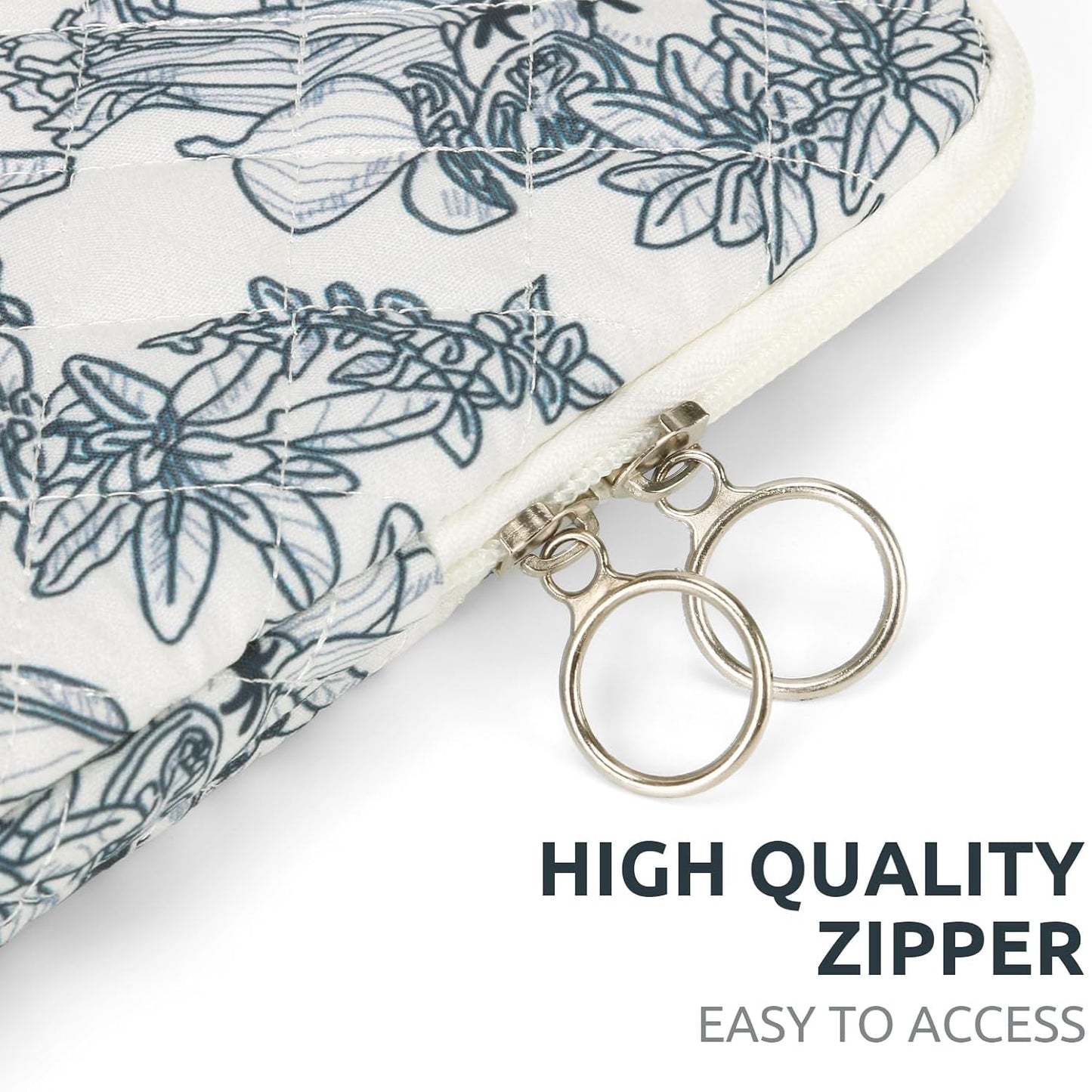 Puffy Laptop Sleeve 13-15.6 Inch Cute Quilted Laptop Protective Case Padded Floral Computer Sleeve for MacBook (B-Dark Blue, 11 Inch)