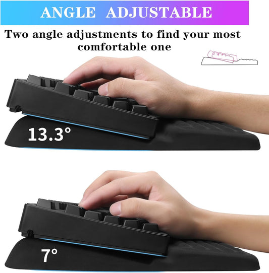 Computer Keyboard Stand Pad with Wrist Rest, Ergonomic Comfy Tilted Keyboard Stand Riser Holder Pad for Office Home (Black)