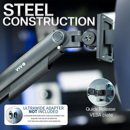 VIVO Heavy Duty Aluminum Ultrawide Monitor Tension Arm for up to 49 inch Screens, Holds 44 lbs, Premium Desk Mount Stand Designed for Samsung Odyssey G9 and More, Black, STAND-V101V