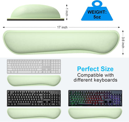 Dapesuom Enlarge Keyboard Wrist Rest, Memory Foam Keyboard Wrist Cushion for Computer Desk Mats Support, Typing Pain Relief Ergonomic Mouse Pad Rests with Non-Slip Base for Gaming, Laptop, Lake Green