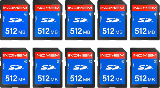 INDMEM SD Card 512MB, 10 Packs Class 4 512MB Flash Memory Card MLC Standard Secure Digital Cards Camera Cards