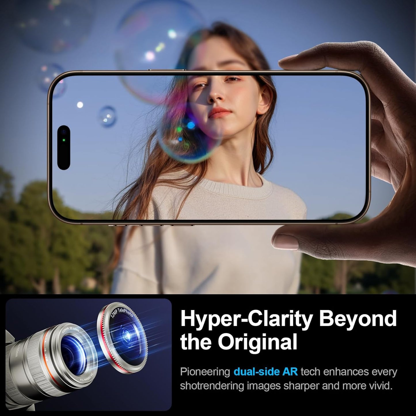 X-it 2 Pack Camera Lens Protector, Shatterproof Anti-Scratch Ultra HD Camera Protector, Anti-Glare Tempered Glass Lens Protector for iPhone 15 Pro Max/15 Pro/14 Pro Max/14 Pro, Case Friendly,SilverRed