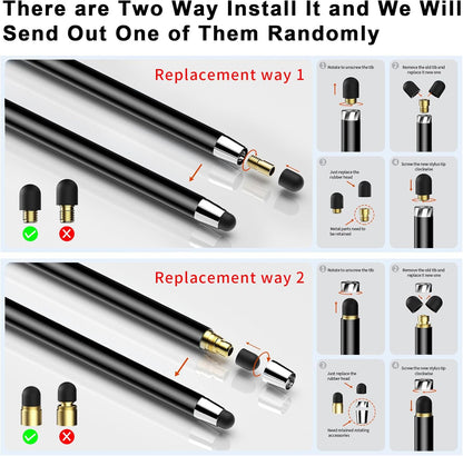 10 PCS Stylus,Stylus Pen for Touchscreen,Stylus 2-in-1 High Sensitivity & Precision Suitable for All Touch Screens of iPhone/ipad/Android Tablets(10 Stylus Pen Silver/Black + 20 Tips)