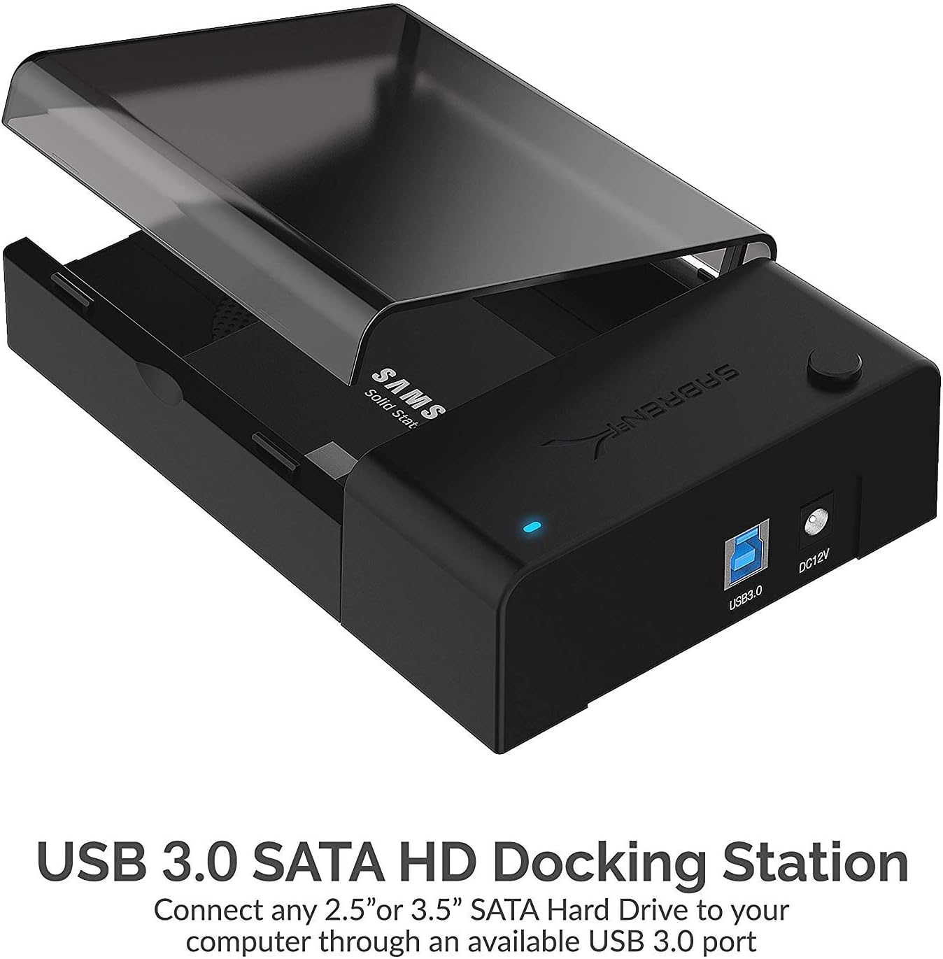 SABRENT USB 3.0 to SATA External Hard Drive Lay Flat Docking Station with Built in Cooling Fan for 2.5 or 3.5in HDD, SSD [Support UASP and 22TB] (EC-DFFN)