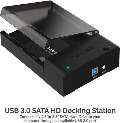 SABRENT USB 3.0 to SATA External Hard Drive Lay Flat Docking Station with Built in Cooling Fan for 2.5 or 3.5in HDD, SSD [Support UASP and 22TB] (EC-DFFN)