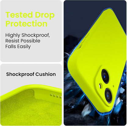 FireNova Designed for iPhone 15 Plus Case, Silicone [Camera Protection] Case with [2 Screen Protectors], Soft Anti-Scratch Microfiber Lining Inside, 6.7 inch, Fluorescent Green