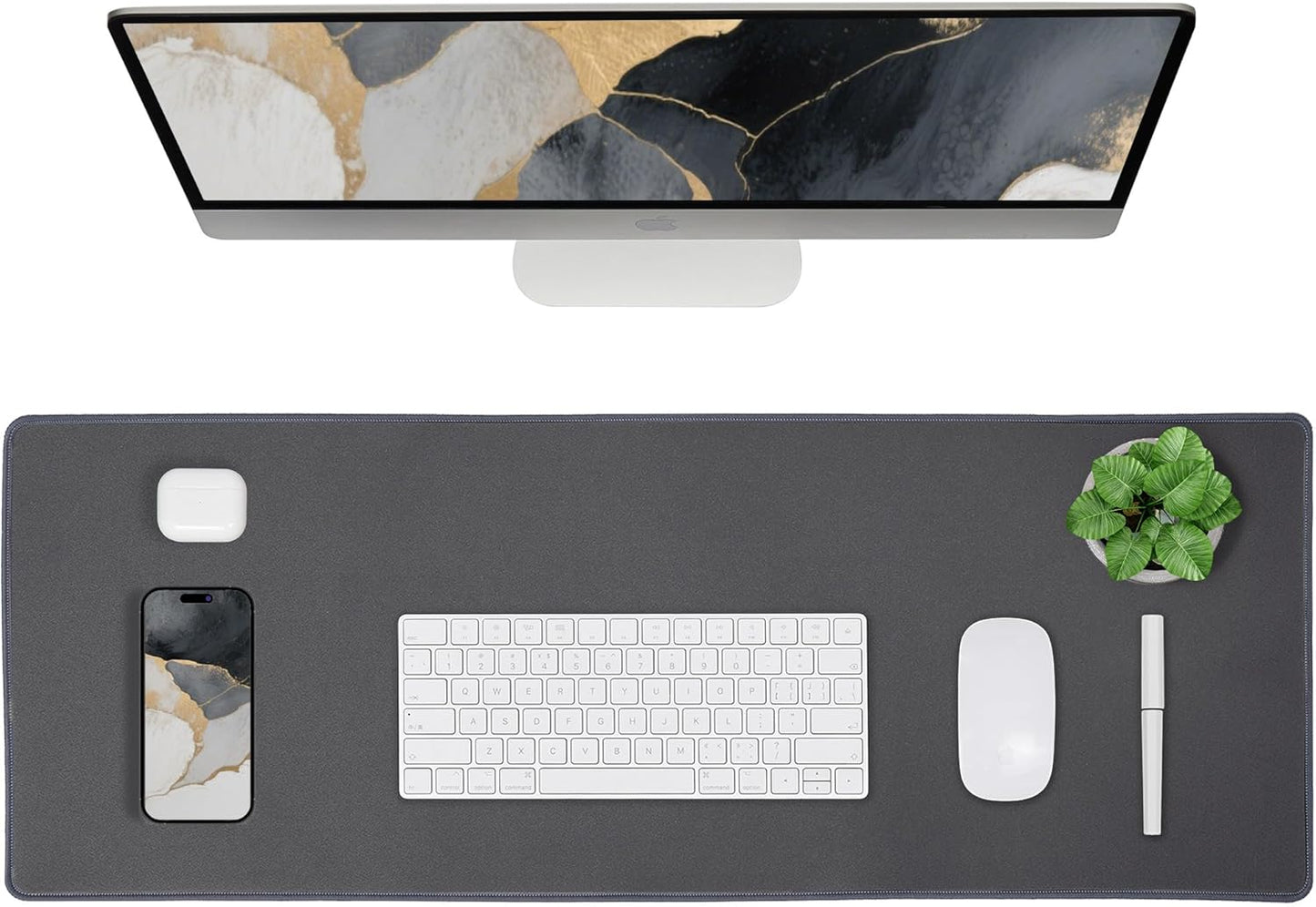 ALOANES Waterproof Mouse Pad with Durable Stitched Edge, XL Gaming Keyboard Pad, Non-Slip Rubber Base Mouse Mat, Desk pad for Gamer, Office & Home, Dark Gray Mousepad 31.5''x 11.8''x 0.12''