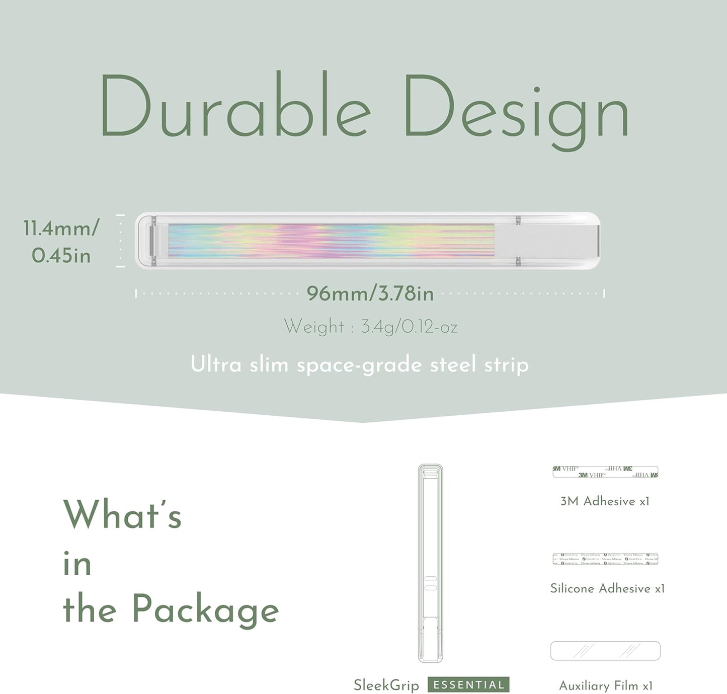 Phone Grip, Ultra Thin Cell Phone Grips Finger Holder Kickstand for Back of Phone, Loopy Case Swappable for Smartphones Wireless Chargers Car Mounts - SleekGrip Essential