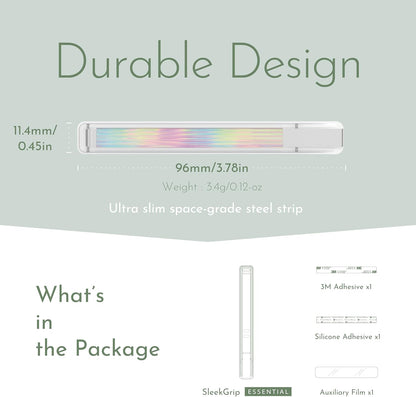 Phone Grip, Ultra Thin Cell Phone Grips Finger Holder Kickstand for Back of Phone, Loopy Case Swappable for Smartphones Wireless Chargers Car Mounts - SleekGrip Essential