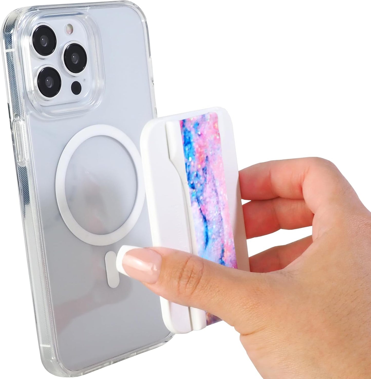 LoveHandle PRO MagSafe Compatible Magnetic Phone Grip - Phone Strap - Mount, Handle and Kickstand for Smartphone and Tablet - Magic Marble - Eligible for All MagSafe Devices