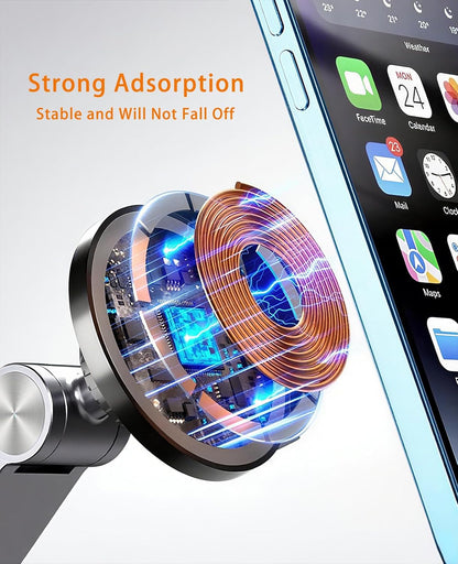 Magnetic Tablet Stand for Desk Aluminum Alloy Phone iPad Desk Holder Overhead Arm Mount with 360°Rotate Base for Magsafe/iPhone/Android/iPad (Magnetic Gray)