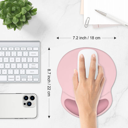ITNRSIIET Ergonomic Mouse Pad with Comfort Gel Wrist Rest, Non-Slip PU Base, Smooth Textured Surface, Reduces Hand Fatigue & Wrist Pain, 8.7 x 7.2 Inch for Office Gaming Home, Pink Accent