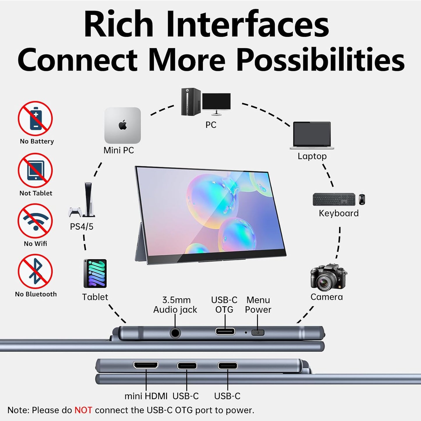 Portable Monitor OLED 15.6 Inch Touchscreen 4K UHD 3840X2160 100% DCI-P3 100000:1 Multi-Touch HDR USB-C HDMI Travel Monitor for Laptop with Kickstand & SleeveCase