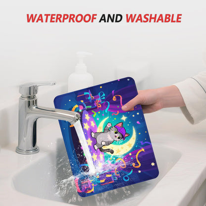 ITNRSIIET Mouse Pad Non-Slip Rubber Base Smooth Surface Stitched Edges Waterproof Durable Compatible with All Mice for Office & Gaming, Desk Accessory, 10.2x8.3x0.12 inch, PixelPartyCat