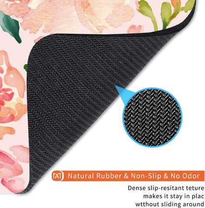 Square Mouse Pad Pink Watercolor Flower, Personalized Premium-Textured Custom Mouse Mat Design, Washable Mousepad Cloth, Non-Slip Rubber Base Computer Mouse Pads for Wireless Mouse