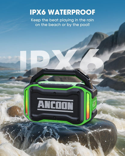 Speakers Bluetooth Wireless: 80W(Peak) Loud Speaker with Bass, 20H Playtime, IPX6 Waterproof, Large Jobsite Speakers for Work, Outdoor, Workshop, Garage, Portable Speaker with TWS (Green)