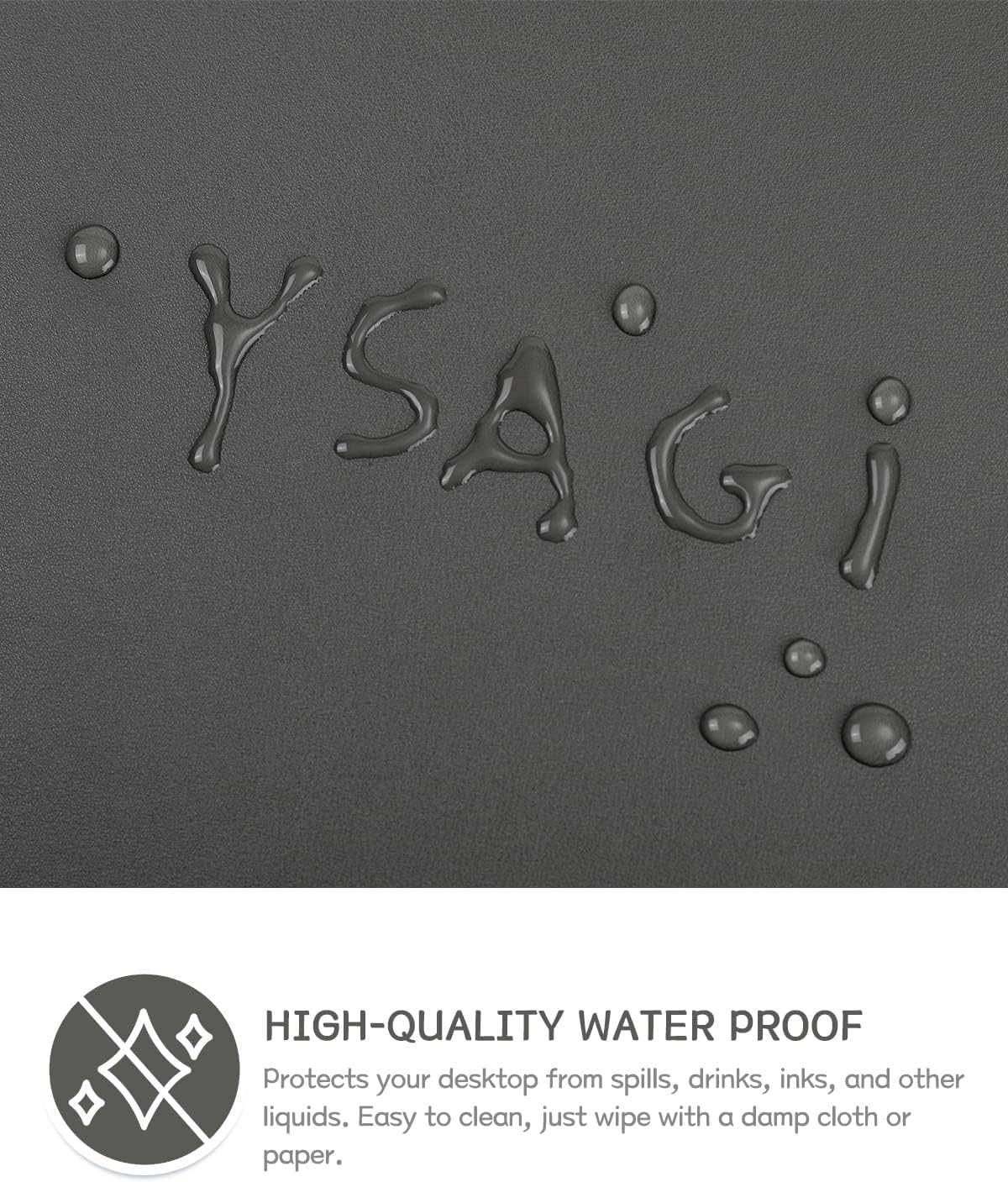 YSAGi Non-Slip Leather Desk Pad, Waterproof Laptop Computer Desk Keyboard Mat, Table Protector Blotter Mat, Large Mouse Pad for Office/Work/Home/Decor(Dark Gray, 31.5" x 15.7")