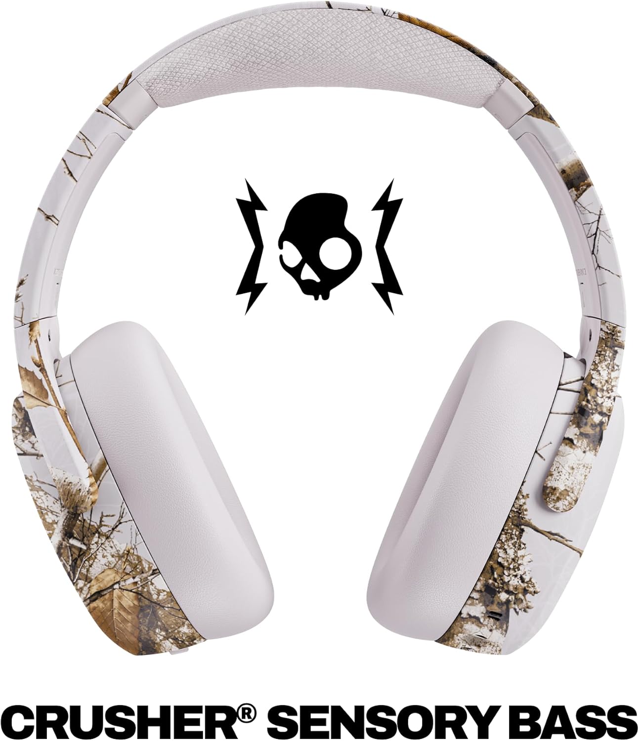 Skullcandy Crusher ANC 2 Wireless Over-Ear Bluetooth Headphones with Multi-Sensory Bass, Active Noise Cancelling, Up to 60 Hours Battery, Microphone for iPhone Android - Realtree Edge Colors White