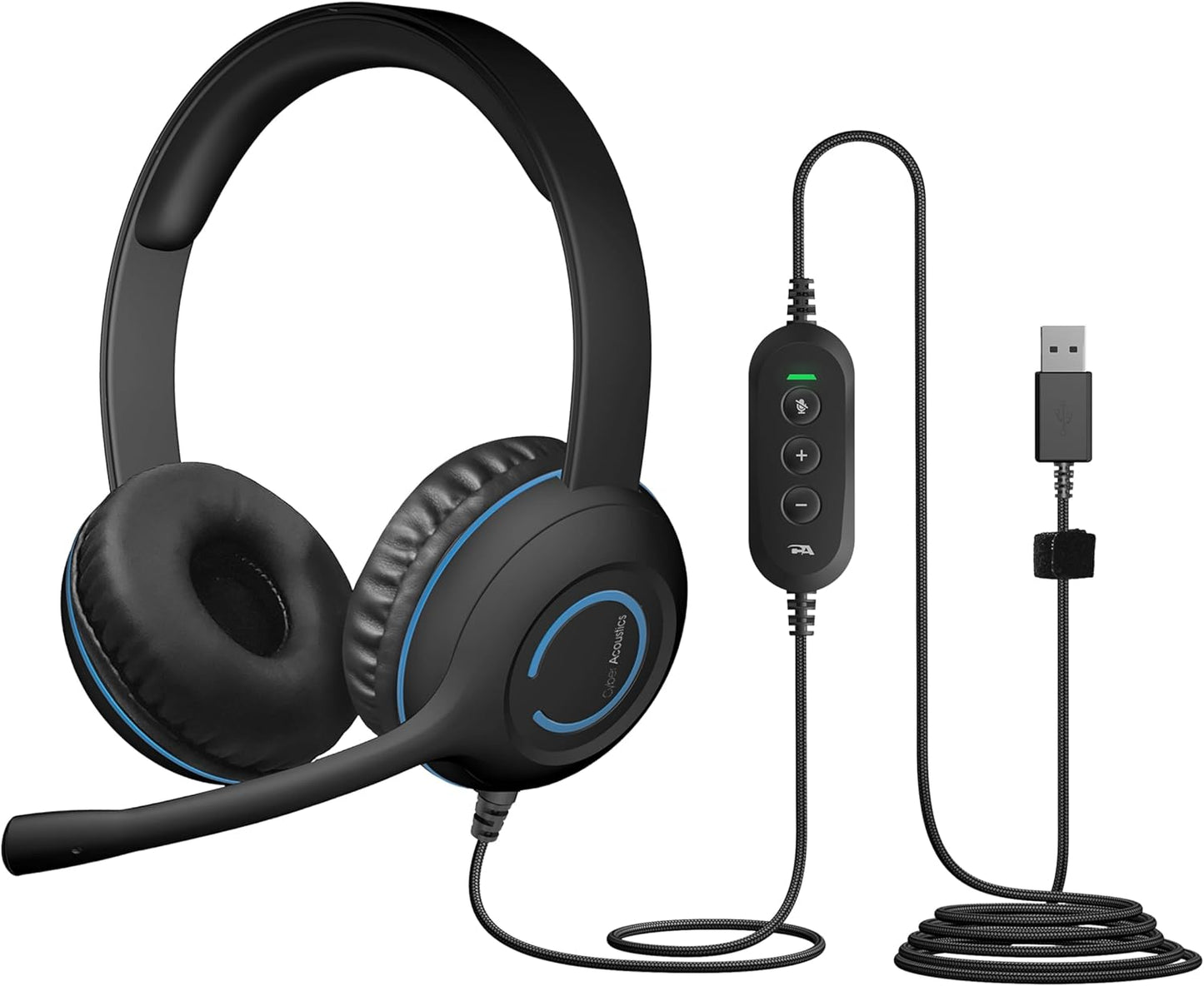 Cyber Acoustics USB Stereo Headset (AC-5008-5) – Durable, Crisp, and Clear Communication in Classrooms and at Home - 5 Pack