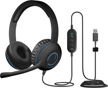 Cyber Acoustics USB Stereo Headset (AC-5008-5) – Durable, Crisp, and Clear Communication in Classrooms and at Home - 5 Pack