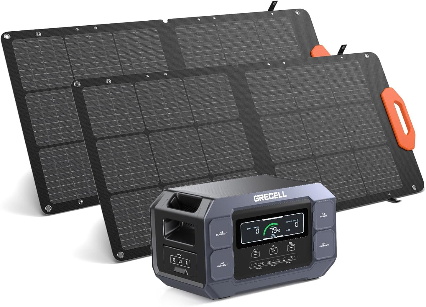 Solar Generator 2200W GRECELL Portable Power Station 1126Wh with Solar Panel 2×100W, LiFePO4 Battery, Solar Generator for Home Use Outdoor RV