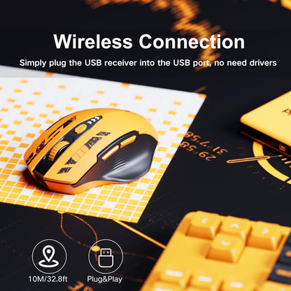 Wireless Mouse,Upgraded 2.4GHz Rechargeable (Battery Level Visible) Ergonomic Computer Mouse,4 Levels DPI, Wireless Mice for Laptop Computer(Yellow)