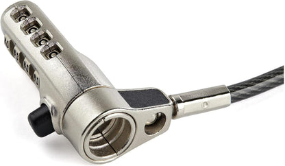 StarTech.com 6.6ft (2m) 3-in-1 Universal Laptop Cable Lock - 4-Digit Combination Laptop/Desktop Security Cable Lock Compatible w/K-Slot, Nano & Wedge Slot Computer - Anti-Theft Steel Cable, TAA