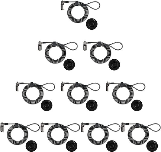I3C Laptop Cable Lock 4 Digital Combination Lock Security Computer Cable Lock Anti Theft Combination Lock Compatible for Tablet Laptop (10 Packs)