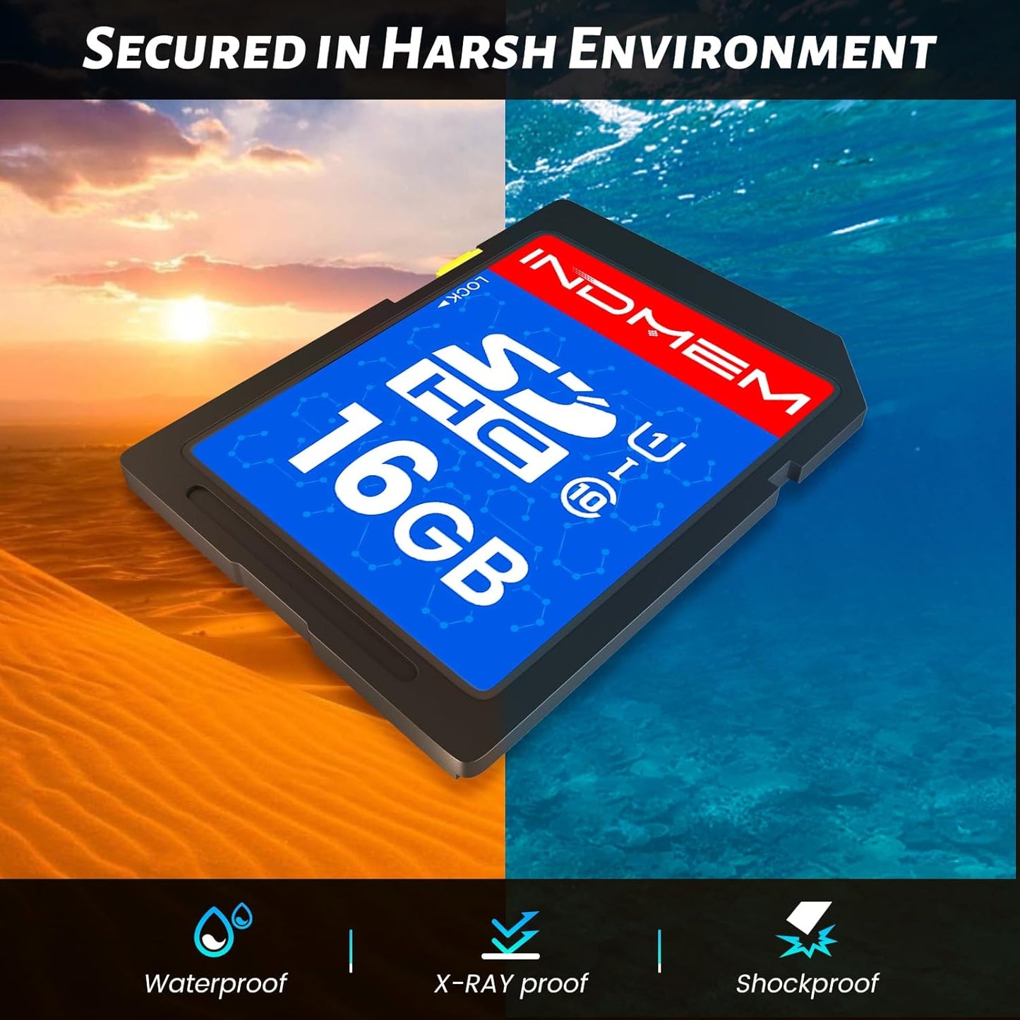 INDMEM SD Card 16GB, 8 Packs Class 10 16GB Flash Memory Card MLC Standard Secure Digital Cards Camera Card