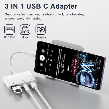 USB C to 3.5mm Jack Headphone Adapter with Charger OTG Cable Adapter, Type C to Aux Audio Earphones Splitter for Samsung Galaxy S22 Ultra S21 S20 i-Pad Pro Air Pixel 4 Laptops