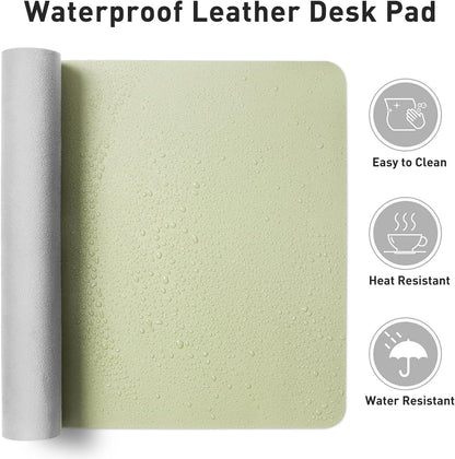 Aothia Leather Desk Pad Protector, Office Mat, Large Mouse Pad, Non-Slip PU Leather Blotter, Laptop Desk Pad, Waterproof Writing Pad for Office and Home (Grass Green, 31.5" x 15.7")