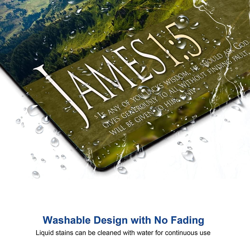 Mouse Pad, Mountains Mouse Pad Custom Design, Square Waterproof Mouse Pad Non-Slip Rubber Base MousePads for Office Laptop, 9.5"x7.9"x0.12" Inch（Bible Verse）