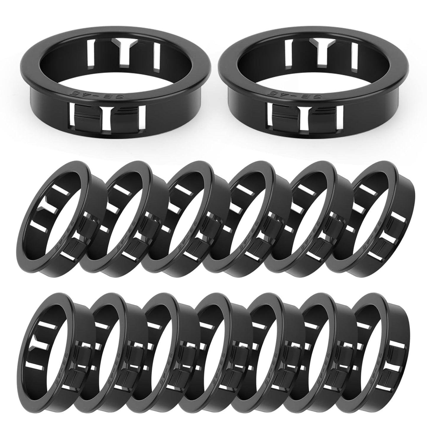 15PCS 1-3/4" Black Cable Snap Bushing Grommet, Snap in Cord Bushing Protect Cables