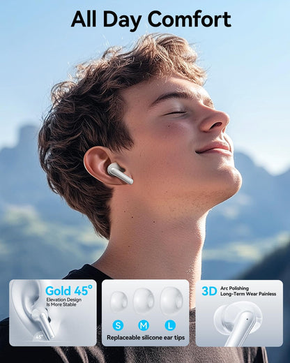 Wireless Earbuds, Bluetooth Ear Buds Headphones with LED Charging Case, Deep Bass Stereo Sound, 40 Hours Playtime, IP7, Lightweight in-Ear Earphones for iPhone Android Sports Workout