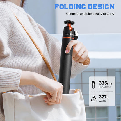 PHOPIK 55" Magnetic Selfie Stick Phone Tripod, Extendable Magnetic Cell Phone Tripod Stand Compatible with iPhone/Android/Sport Camera&Insta 360 x5, Perfect for Video Recording/Selfies/Live Stream