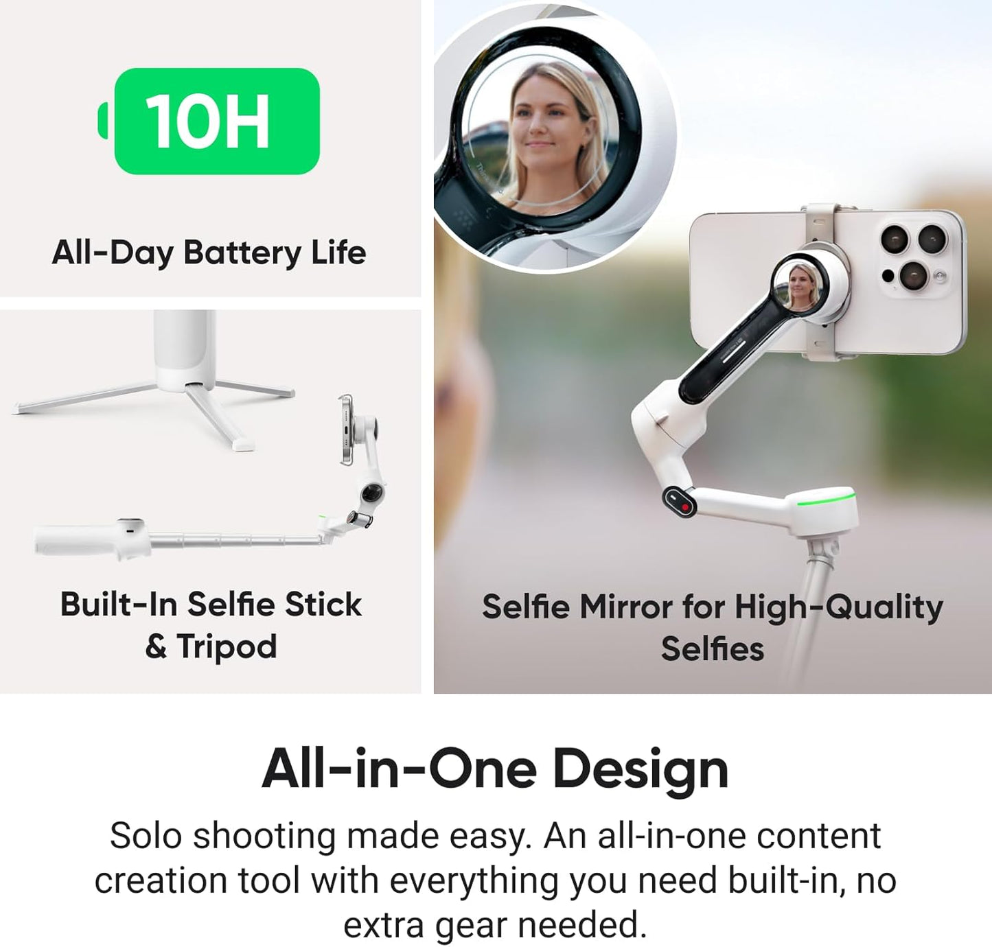Insta360 Flow 2 Pro Ultimate AI Bundle – Foldable AI Phone Gimbal Stabilizer for iPhone/Android, Apple DockKit, MagSafe Mount, Multi-Person/Any App/360° Pan Tracking, Built-in Tripod/Selfie Stick