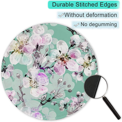 ITNRSIIET Round Mouse Pad with Stitched Edge Premium-Textured Waterproof Non-Slip Rubber Base Desktop Protection Mat Diameter 8.7 inches, Beautiful Flower Art