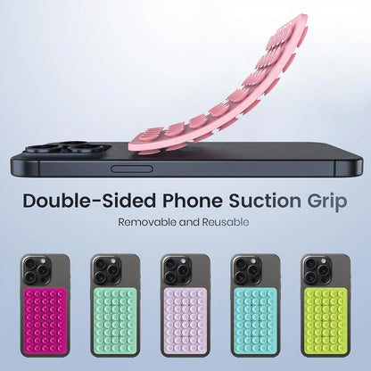 2PACK Silicone Double Sided Suction Phone Case Mount, Detachable Hands Free & Strong Grip Holder for Selfies & Videos, Compatible iPhone Android (Sand Pink, 2Pack 40 Suction Cups)