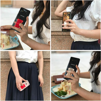 Universal Phone Grip for Smartphones - Phone Holder for Hand for Back of Phone - Wireless Charging Compatible (Black Red) - 2Pack