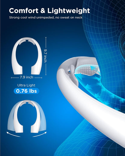 AI Neck Fan, 4 Speeds Adjustable Portable Personal Fan Rechargeable, 4000 mAh Battery Faster Cooling Wearable Fan, Ultra Quiet for Home, Office, Travel, Outdoor