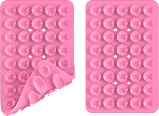 Silicone Double Sided Suction Phone Case Mount, Detachable Hands Free & Strong Grip Holder for Selfies & Videos, Compatible iPhone Android (Pink, 1Pack)